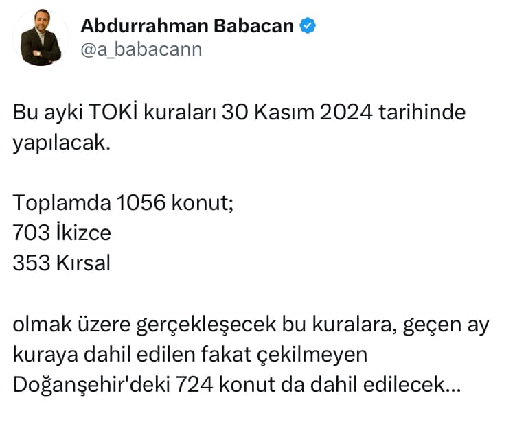 Abdurrahman Babacan Duyurdu