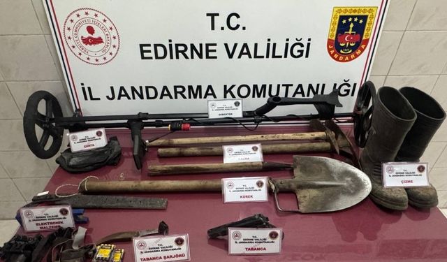 Edirne’de kaçak kazı yapan 2 kişi suçüstü yakalandı