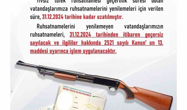 Emniyet yivsiz tüfek sahiplerini uyardı