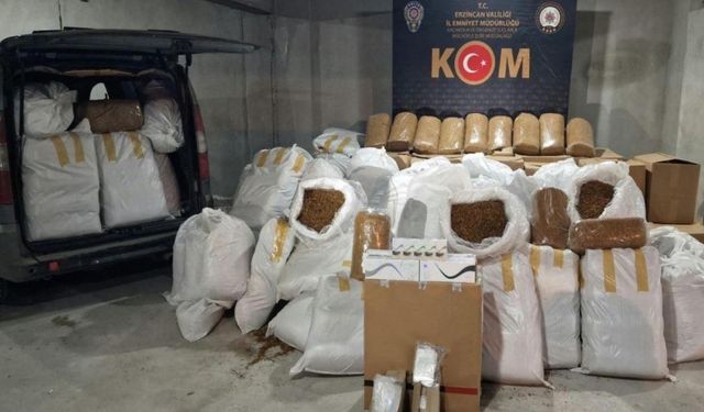 Erzincan’da 2 ton 550 kg kaçak tütün ele geçirildi