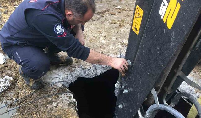 İtfaiye ekipleri kuyuya düşen gebe inek için zamanla yarıştı